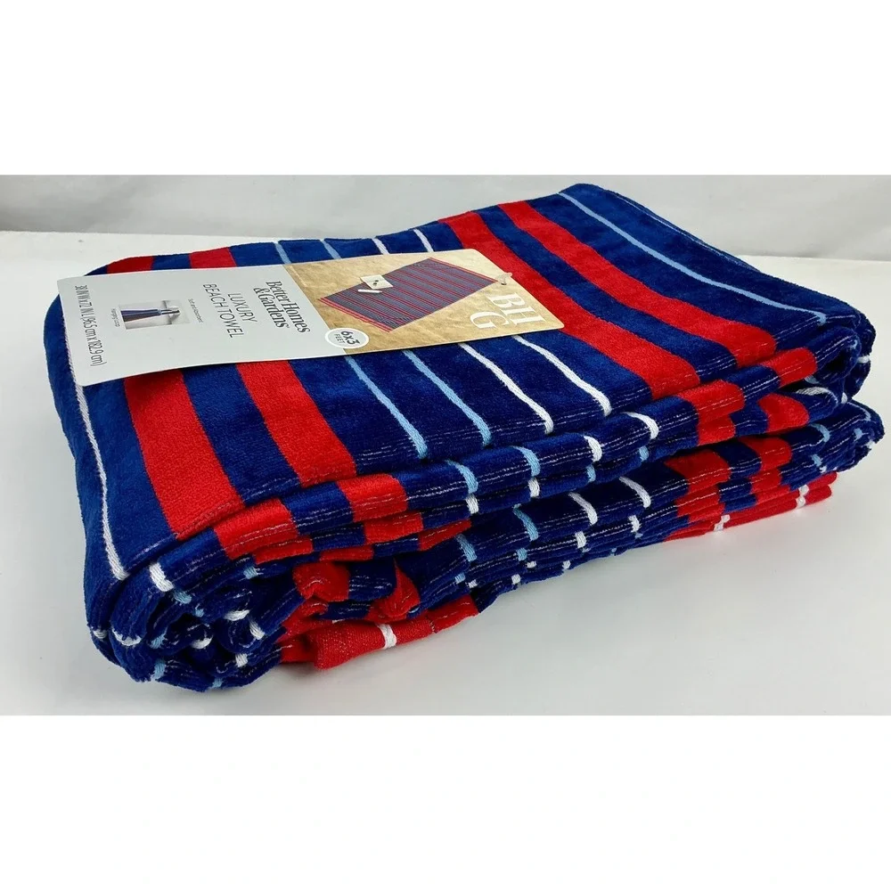 Better Homes &Gardens Oversized Luxury Beach Towel Navy Clarence Stripe 6x3 Feet